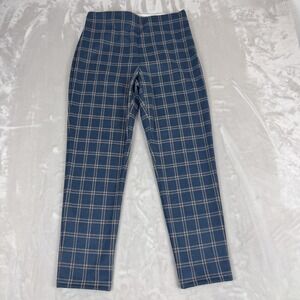 Ann Taylor Pants Womens Medium Blue Plaid Tapered Academia Preppy Work Dress NWT